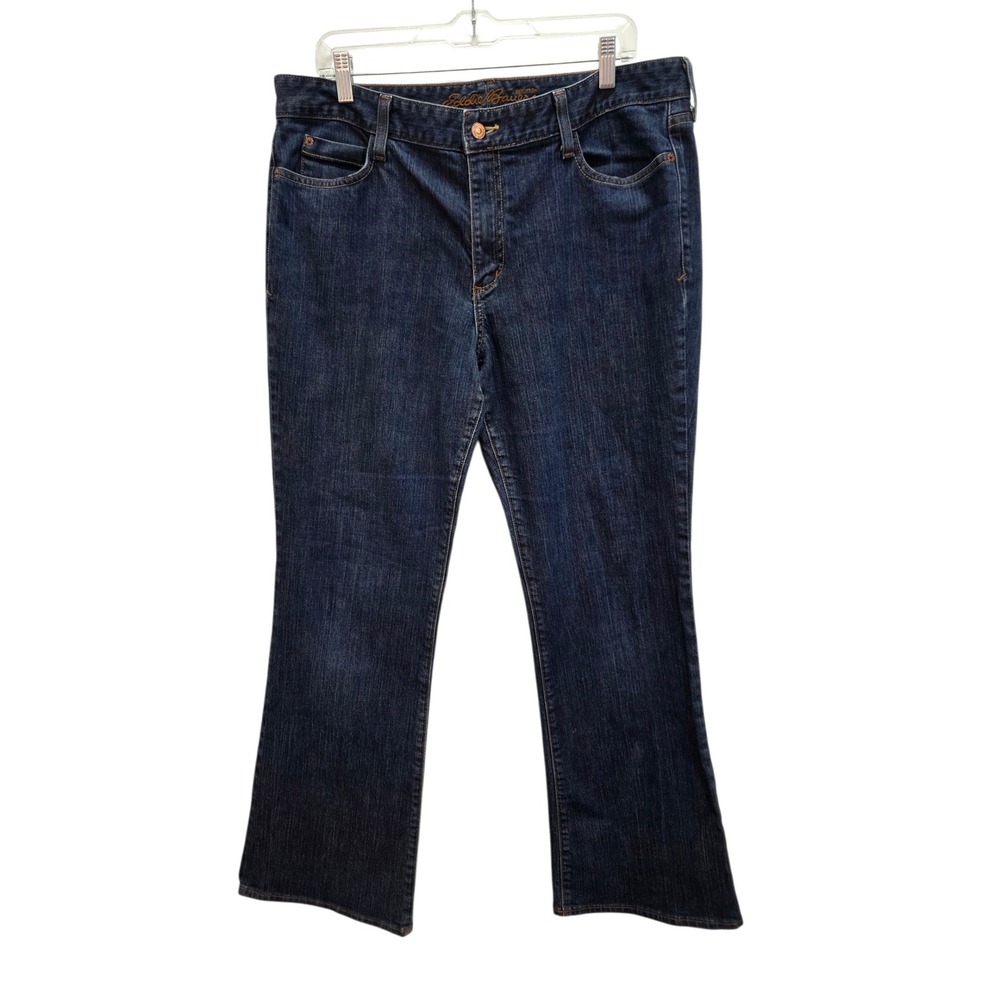 Eddie Bauer Classic Fit Jeans Womens 16R Dark Wash Bootcut Stretch Denim 38x31